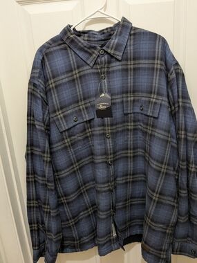Bass Men's Blue Plaid Button-Front Shirt